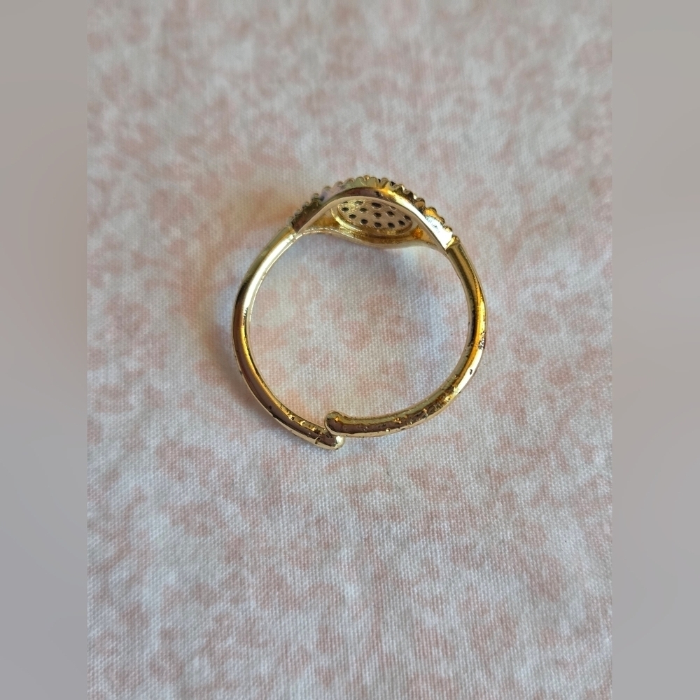 Evil Eye Ring Gold Adjustable – Crystal Turquoise Stackable - Picture 3 of 3